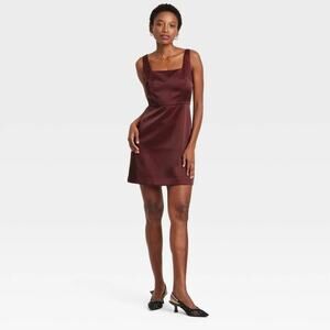 Women's Heavy Satin Mini Dress - a New Day™ Burgundy 16